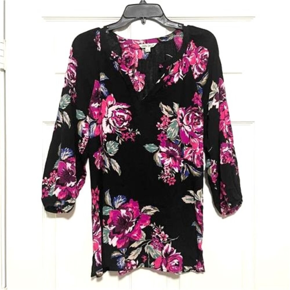 NWT Pioneer Woman Peasant Blouse Tunic Top Cabbage Roses Cottagecore- Christmas!